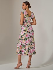 Jolie Moi Natural Frill V-Neck Midaxi Dress - Image 2 of 6