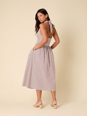 Nobodys Child Brown Lilijana Halter Neck 100% Cotton Midi Dress - Image 2 of 6