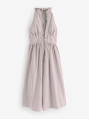 Nobodys Child Brown Lilijana Halter Neck 100% Cotton Midi Dress - Image 6 of 6