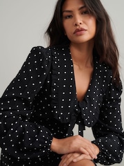 Nobodys Child Black Otillie Polka Dot Midi Dress - Image 3 of 4
