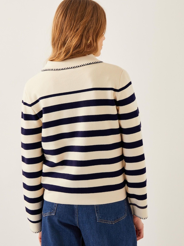 Monsoon Natural Sabine Stripe Collar Jacket - Image 3 of 4