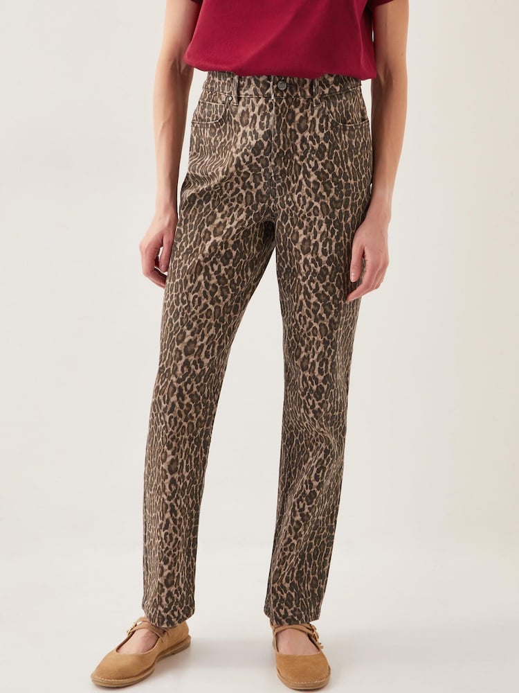 Monsoon Brown Annie Leopard Print Straight Leg Jeans - Image 2 of 4 Monsoon Brown Annie Leopard Print Straight Leg Jeans - Image 2 of 4