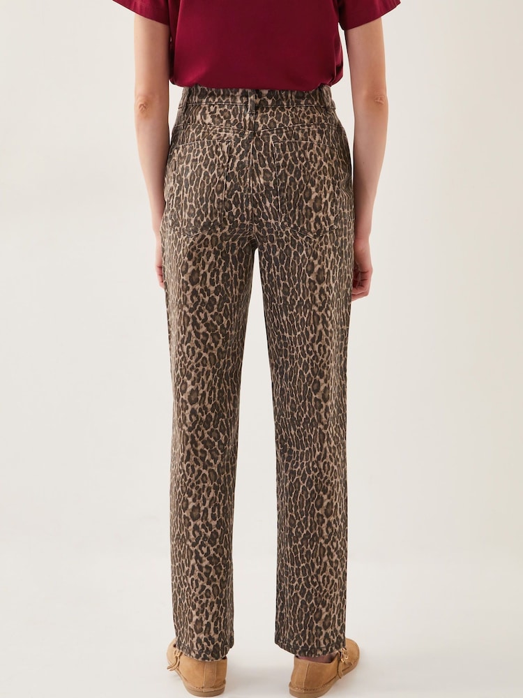 Monsoon Brown Annie Leopard Print Straight Leg Jeans - Image 4 of 4 Monsoon Brown Annie Leopard Print Straight Leg Jeans - Image 4 of 4
