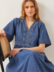 Monsoon Blue Lydia Short Sleeve Denim Midi Dress - Image 2 of 5