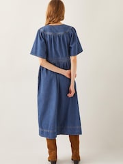 Monsoon Blue Lydia Short Sleeve Denim Midi Dress - Image 3 of 5