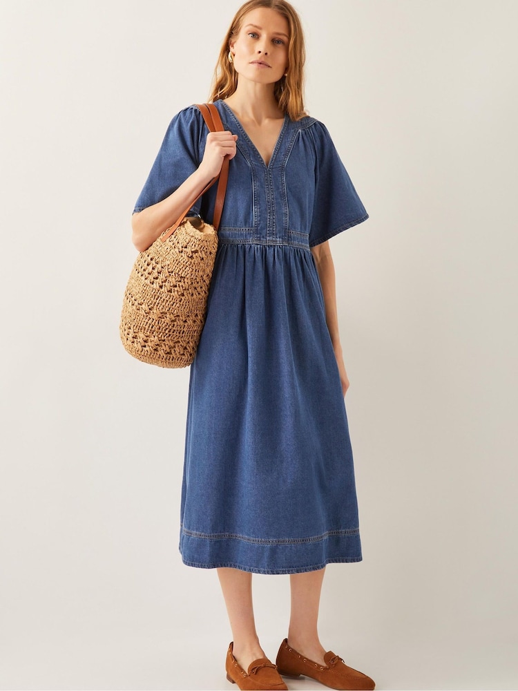 Monsoon Blue Lydia Short Sleeve Denim Midi Dress - Image 5 of 5