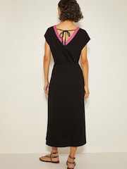 Monsoon Black Estela Jersey Embroidered 100% Cotton Kaftan - Image 3 of 3