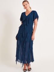 Monsoon Blue Renata Ruffle Maxi Dress - Image 1 of 5