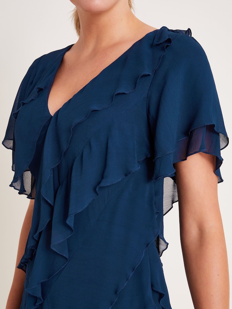 Monsoon Blue Renata Ruffle Maxi Dress - Image 4 of 5