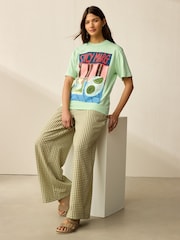 Lime Green Pure 100% Cotton Artist Editions | Frankie Thorp X Next Painted Spicy Margarita Oversize Short Sleeve T-Shirt - Image 2 of 8