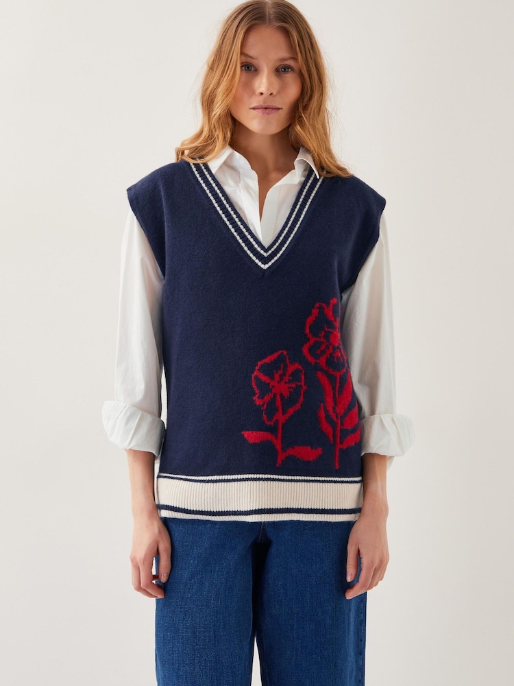 Monsoon Blue Fay Floral V-Neck Sweater Vest - Image 2 of 3