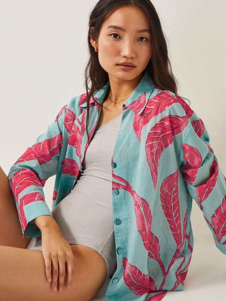 Monsoon Green 100% Cotton Pamela Palm Shirt - Image 2 of 5