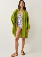 Monsoon Green Esme Beach Shirt Dress - Image 5 of 6