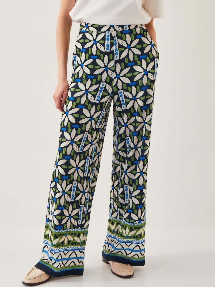 Monsoon Nikita Floral Jersey Wide Leg Trousers - Image 2 of 5