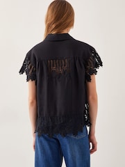 Monsoon Black Lara Embroidered Short Sleeve Shirt - Image 3 of 4