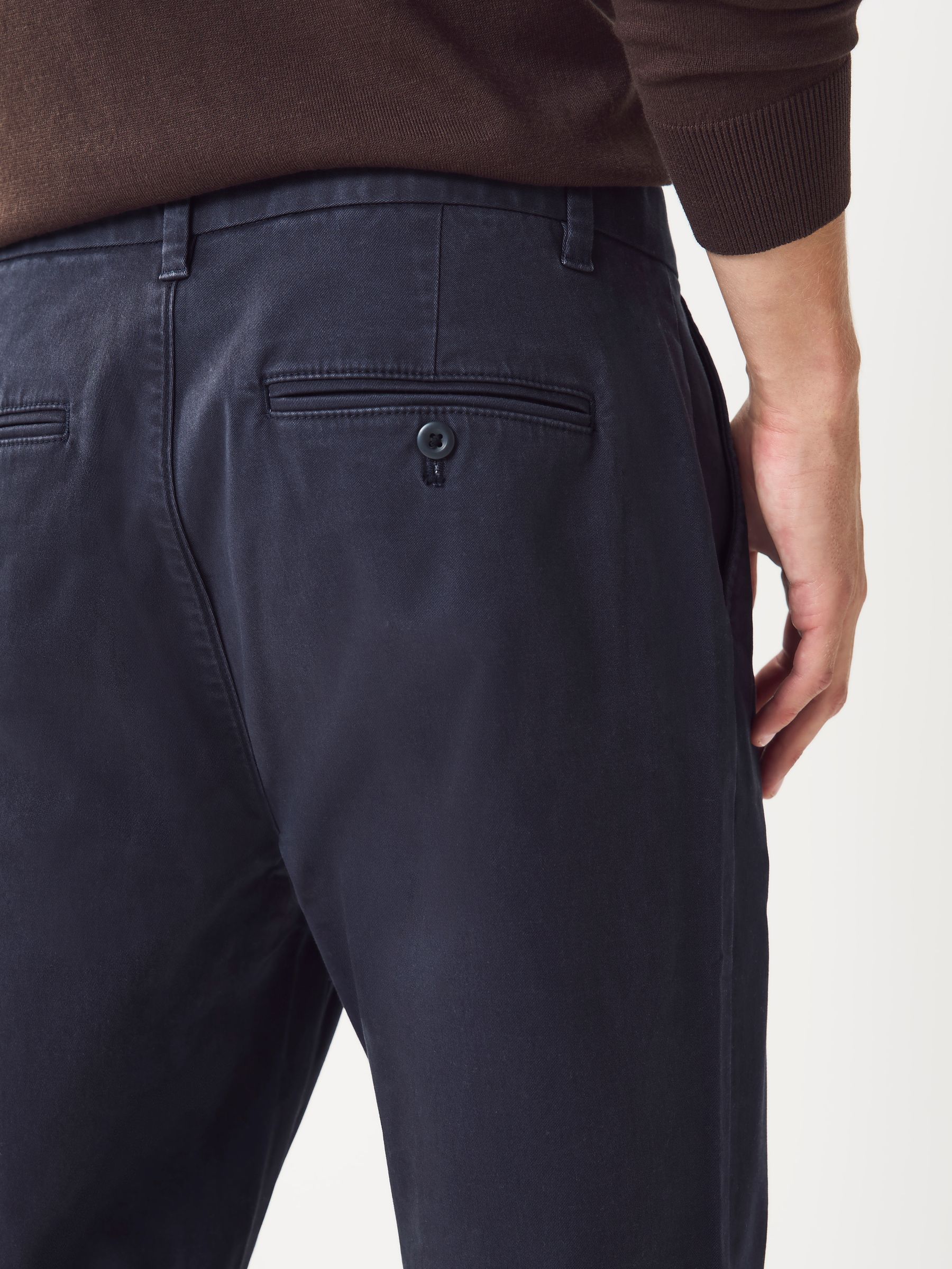 Buy Blue Single Pleat Regular Relaxed Tapered Fit Stretch Chinos