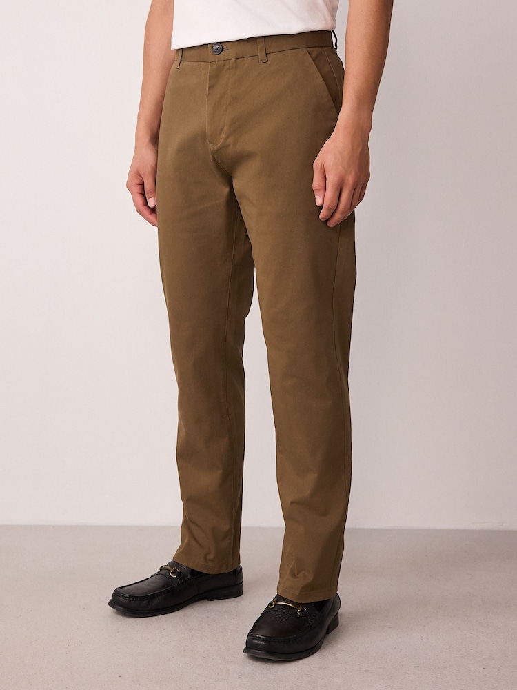 Tan Brown Slim Fit Stretch Chinos Trousers - Image 1 of 10 Tan Brown Slim Fit Stretch Chinos Trousers - Image 1 of 10