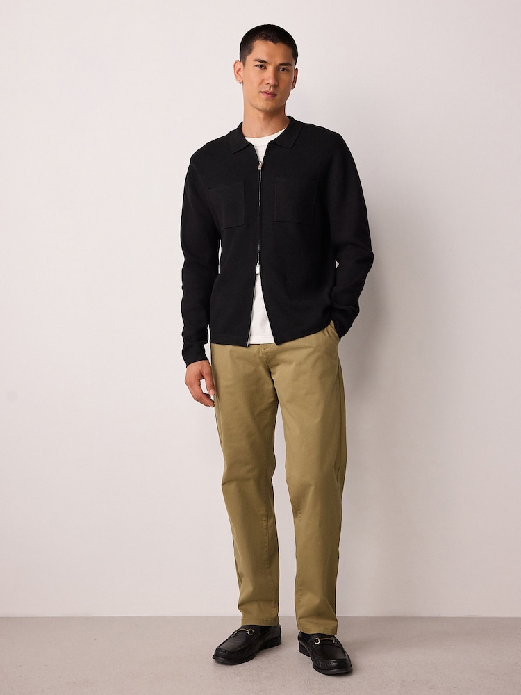 Sand Regular Tapered Fit Stretch Chinos Trousers - Image 2 of 10 Sand Regular Tapered Fit Stretch Chinos Trousers - Image 2 of 10