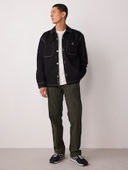 Dark Green Straight Fit Motionflex Chinos Trousers With Belt - Image 3 of 11