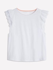 Boden White 100% Cotton Belle Broderie Sleeve Top - Image 5 of 5