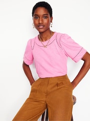 Boden Pink Mila Trim Detail Top - Image 1 of 5