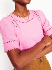 Boden Pink Mila Trim Detail Top - Image 2 of 5