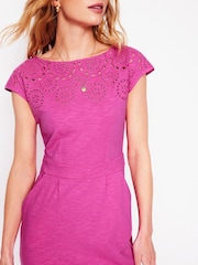 Boden Purple 100% Cotton Florrie Broderie Dress - Image 2 of 5