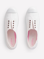 Boden White Laceless Canvas 100% Cotton Plimsolls Trainers - Image 4 of 5