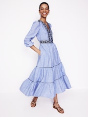 Boden Blue Violet Blend Midi Dress - Image 1 of 4