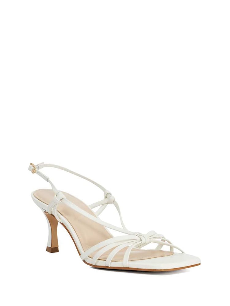 Dune London White Mischevious Knot Detail Heeled Sandals - Image 3 of 6