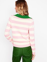 Boden Pink Sasha 100% Cotton Striped Henley Jumper - Image 2 of 6