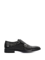 Dune London Black Wide Fit Satchin Flex Sole Toecap Monk Shoes - Image 2 of 6