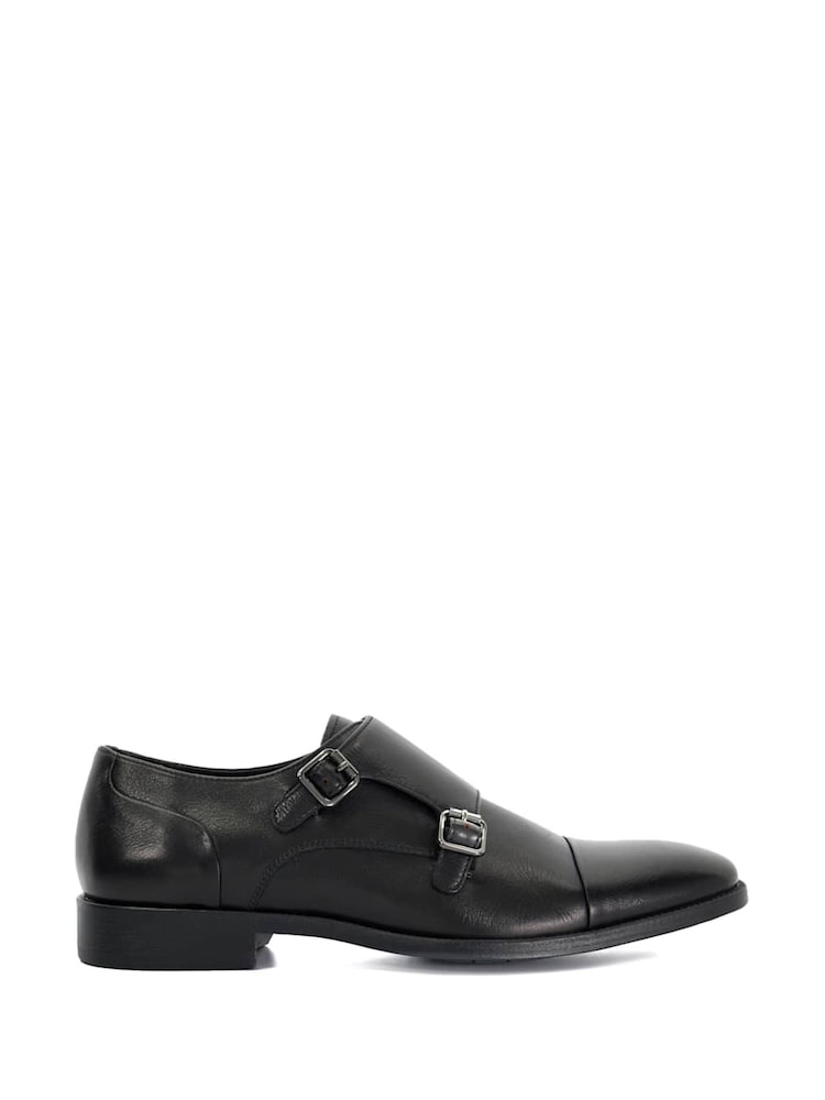 Dune London Black Wide Fit Satchin Flex Sole Toecap Monk Shoes - Image 2 of 6