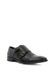 Dune London Black Wide Fit Satchin Flex Sole Toecap Monk Shoes - Image 4 of 6