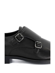 Dune London Black Wide Fit Satchin Flex Sole Toecap Monk Shoes - Image 6 of 6