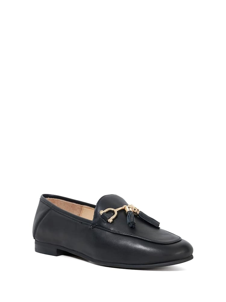 Dune London Charcoal Black Wide Fit Flexible Sole Graysons Tassel Leather Loafers - Image 2 of 6