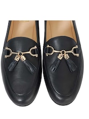 Dune London Charcoal Black Wide Fit Flexible Sole Graysons Tassel Leather Loafers - Image 5 of 6