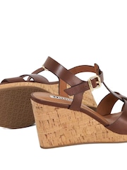 Dune London Brown Standard Fit Kastro Double Strap Tbar Wedge Sandals - Image 5 of 6