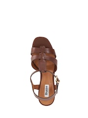 Dune London Brown Standard Fit Kastro Double Strap Tbar Wedge Sandals - Image 6 of 6
