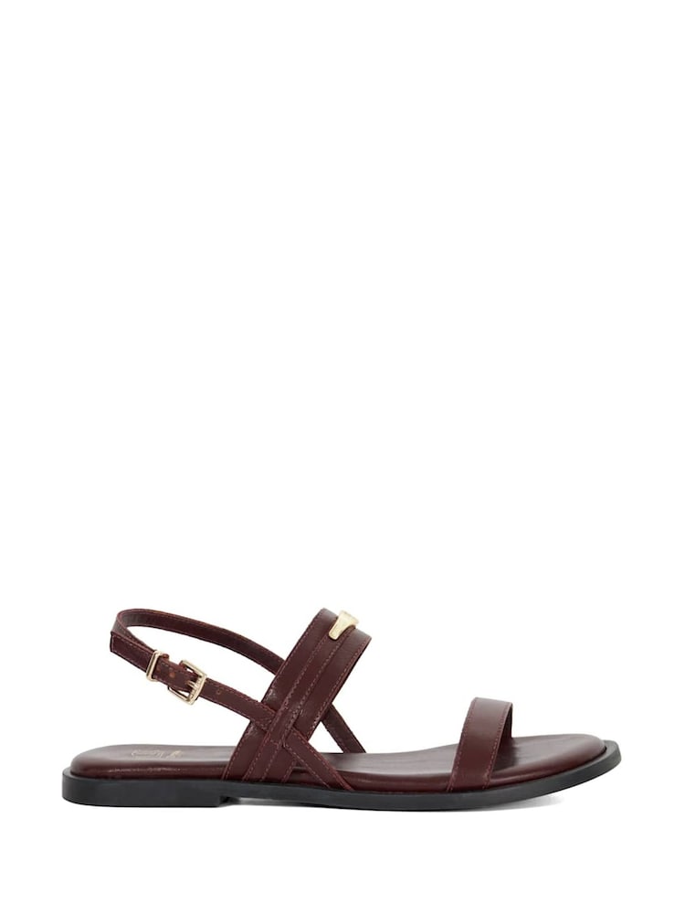 Dune London Burgundy Red Litton Branded Plate Flat Sandals - Image 2 of 6