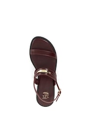 Dune London Burgundy Red Litton Branded Plate Flat Sandals - Image 5 of 6