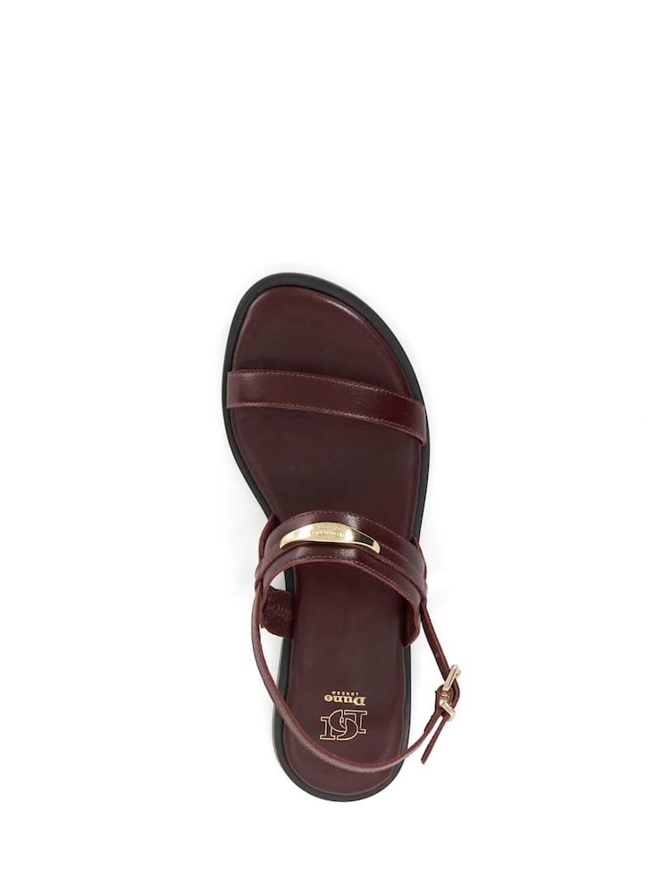 Dune London Burgundy Red Litton Branded Plate Flat Sandals - Image 5 of 6