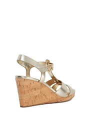 Dune London Gold Standard Fit Kastro Double Strap Tbar Wedge Sandals - Image 4 of 6