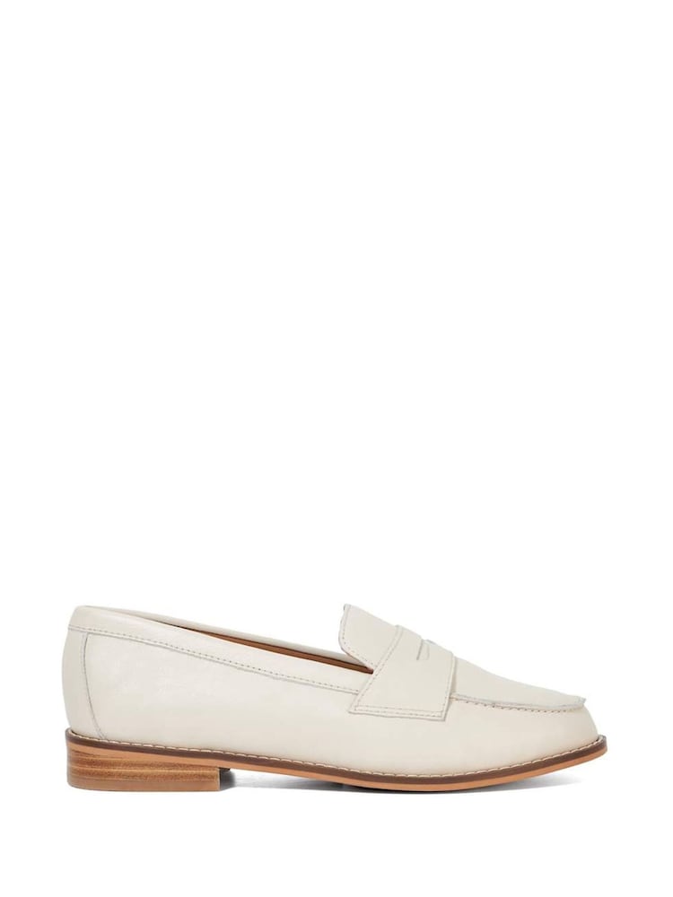 Dune London Cream Wide Fit Ginelli Flexi Sole Leather Penny Loafers - Image 1 of 6