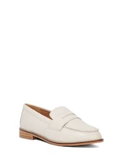 Dune London Cream Wide Fit Ginelli Flexi Sole Leather Penny Loafers - Image 2 of 6