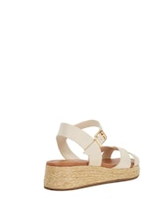 Dune London Cream Wide Fit Littleton Cross Strap Rope Flatform Sandals - Image 4 of 6
