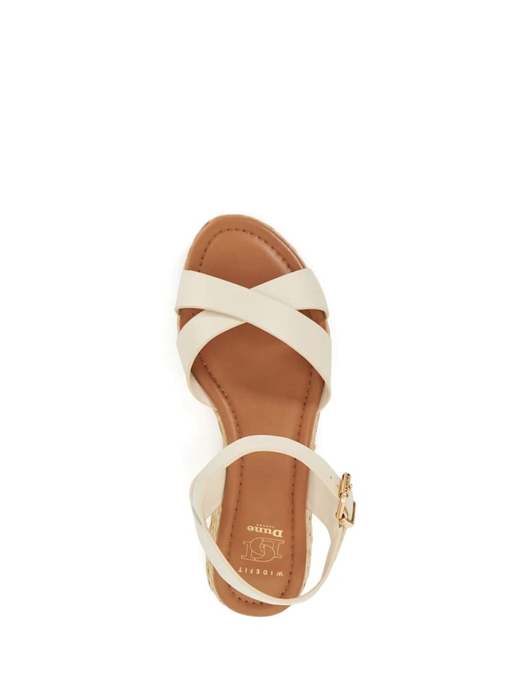 Dune London Cream Wide Fit Littleton Cross Strap Rope Flatform Sandals - Image 5 of 6