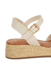 Dune London Cream Wide Fit Littleton Cross Strap Rope Flatform Sandals - Image 6 of 6