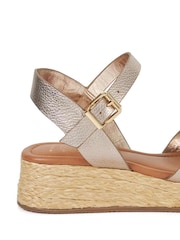 Dune London Gold Wide Fit Littleton Cross Strap Rope Flatform Sandals - Image 6 of 6