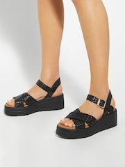 Dune London Black Kinleys Woven Sandals - Image 1 of 5